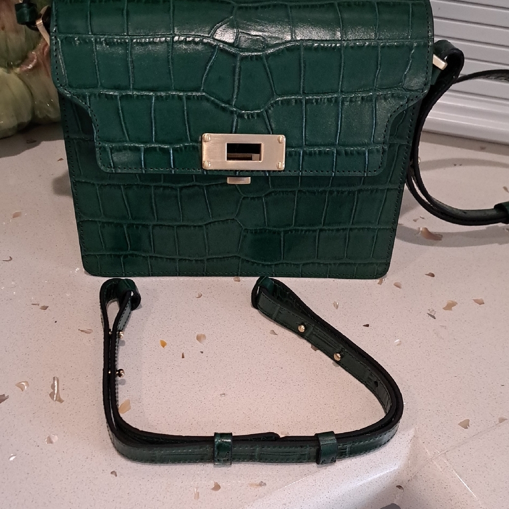 Margesherwood Forest Green Croc-Embossed Leather Bag - Picture 12 of 16